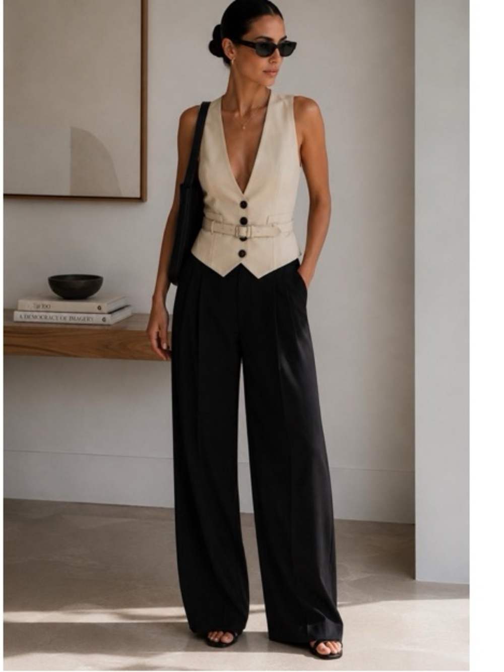 Balenciaga Paris Belted Tailored Vest Made in Italy Minimalist Runway
